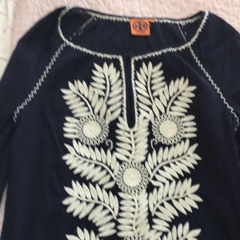 Tory Burch Blue boho long sleeve shirt